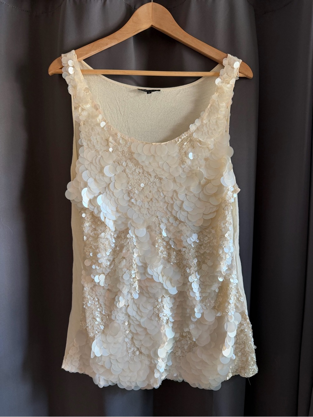 Ivory Sequin Layered Camisole Tank Top